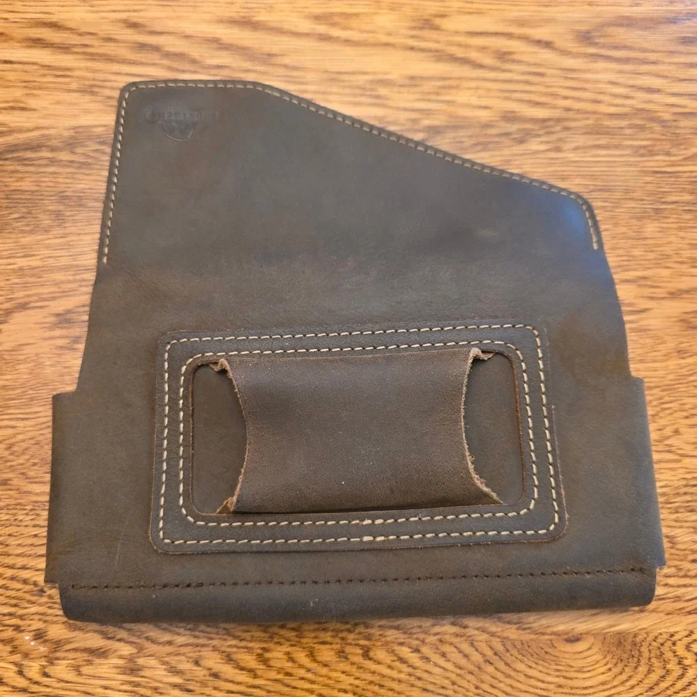 Topstache Leather Phone Holster Belt Pouch Card Holder Dark Brown Rugged EDC